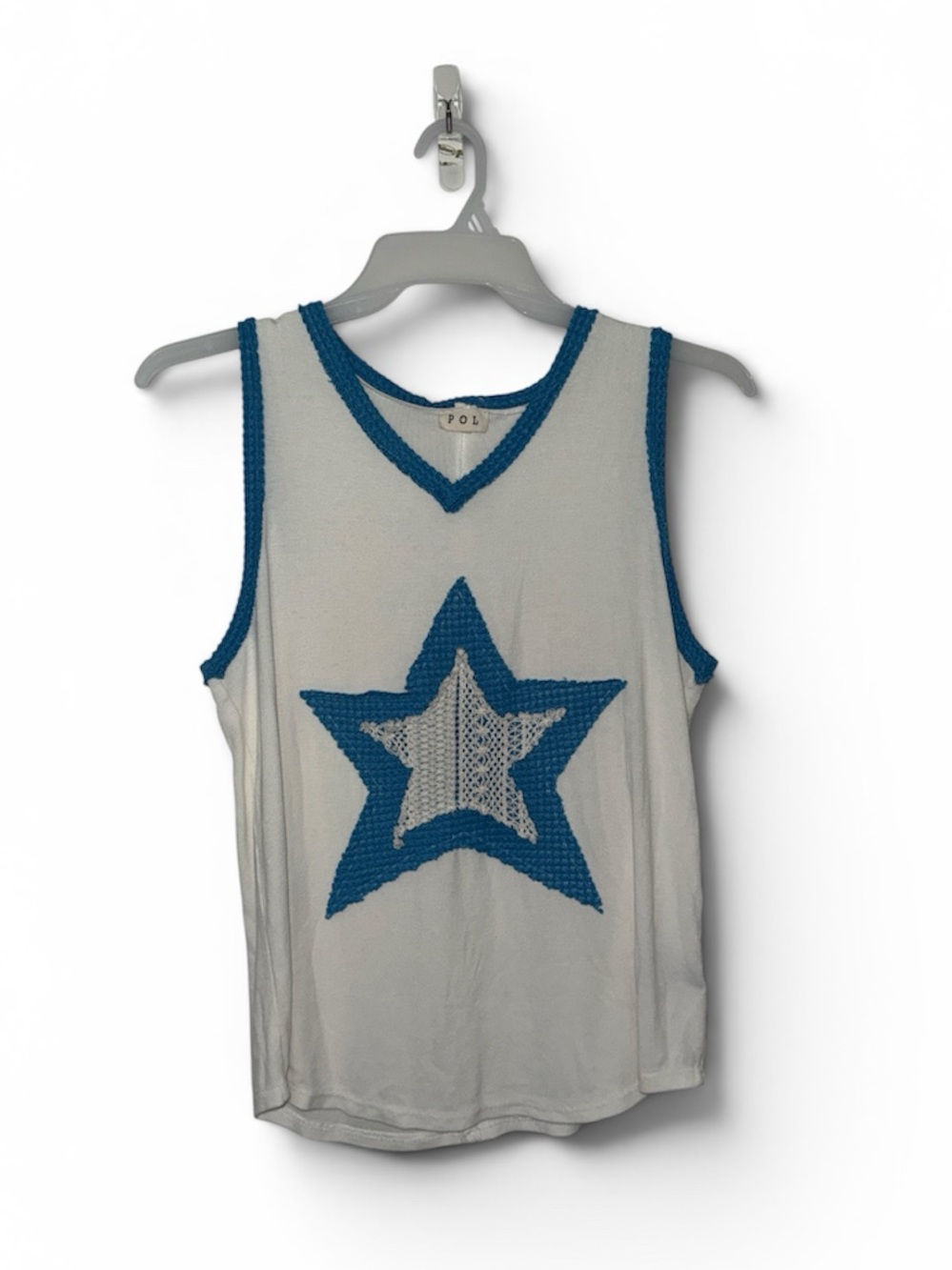 POL White Tank with Blue Star (EUC)